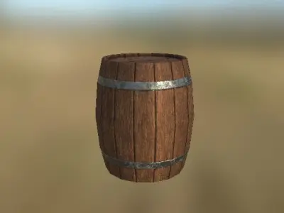 Wooden Barrel Free low-poly 3D model 8