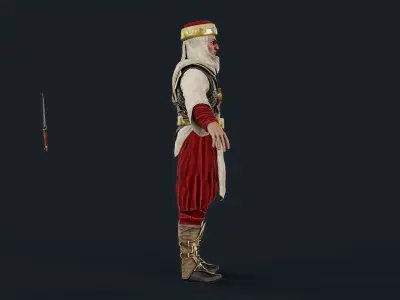 Persian 2 dagger A pose Low-poly character redy for game  Low-poly 3D model