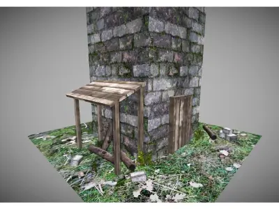 low poly medieval tower Low-poly 3D model