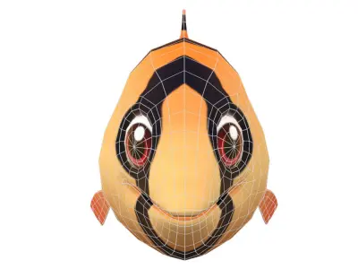 Tiger Barb Fish Cartoon Animated Low-poly 3D model