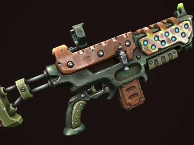 Combat assault rifle Low-poly 3D model