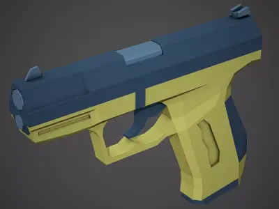 Stylized Walther P99 Pistol Low Poly Mobile Ready Low-poly 3D model