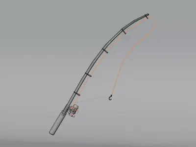 Reel fishing rod Low-poly 3D model