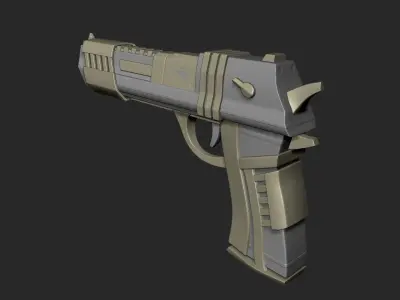 Sci-Fi Desert Eagle - Golden Luxury Gun Low-poly 3D model