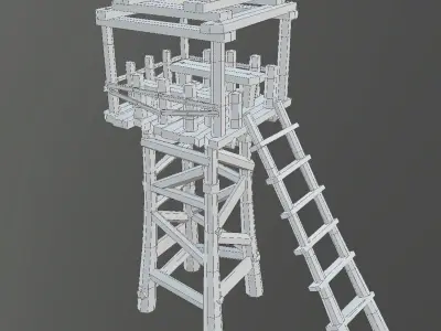 Medieval Watch Tower for Guard Low-poly 3D model