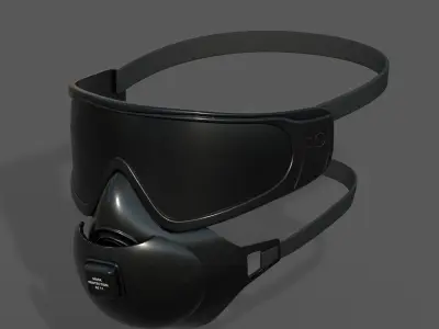 Gas mask protection futuristic technology  Low-poly 3D model purchase