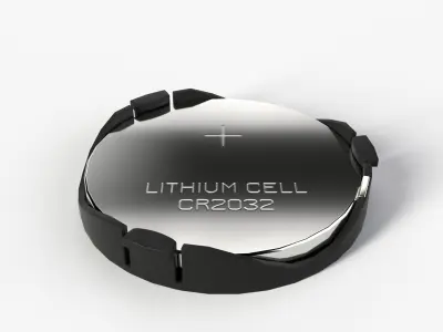 2K PBR Textured CR2032 Bios Battery and Socket 3D model