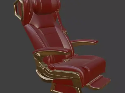 Luxury VIP Aircraft Seat Red Leather Gold Edition 3D model