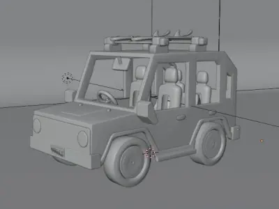 Low poly car toy with surfboards Free low-poly 3D model