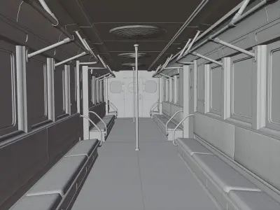 Subway Car Interior Low-poly 3D model