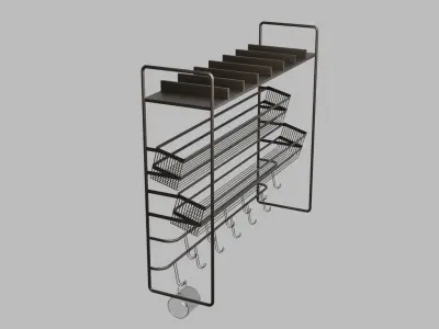 Cups Shelf Free low-poly 3D model