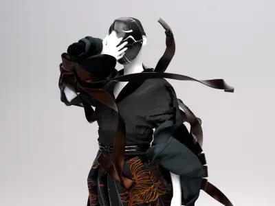 Kimono Woman Low-poly 3D model