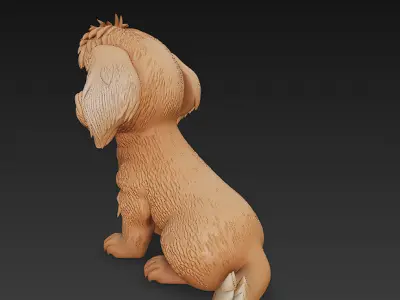 Dog Puppy Realistic 3D Model Basic - Low Poly Realistic Low-poly 3D model
