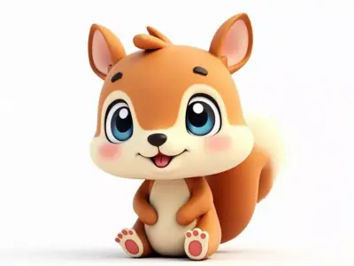 Cute Cartoon Squirrel 3D Model Low-poly 3D model