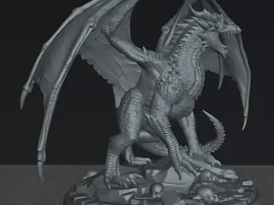 Dragon Wings of Ash  Dark Fantasy Dragon STL Miniature 3D print model
