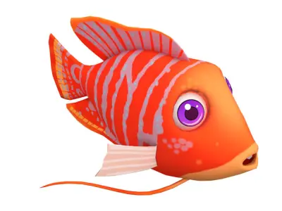 Dwarf Gourami Fish Cartoon Animated Low-poly 3D model
