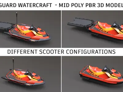 Lifeguard Watercraft Low-poly 3D model