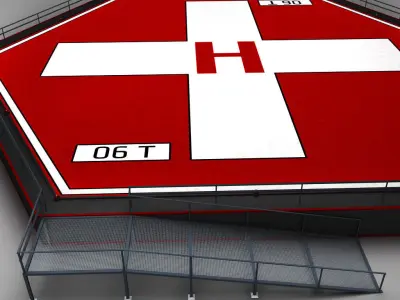 Helipad hexagon low poly 3D model