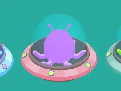 Alien in UFO sauser Low-poly 3D model
