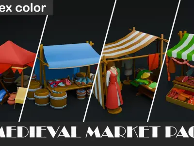 Medieval Market PACK Low-poly 3D model