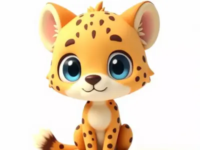 Cute Cartoon Baby Leopard 3D Model Low-poly 3D model