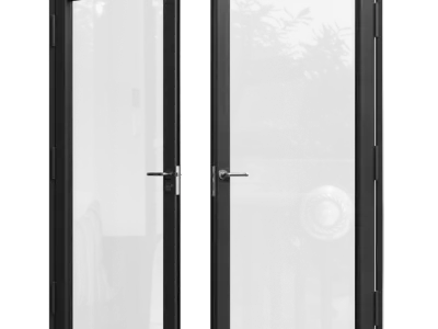  Glass Double Door Model, Black 