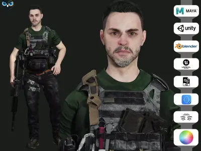 Maple Sentinel - kiven In Melitirian Attire Low-poly 3D model