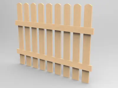 Wooden Fence Low-poly 3D model