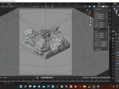Avengers Helicarrier 3D model render in blender low poly  Low-poly 3D model