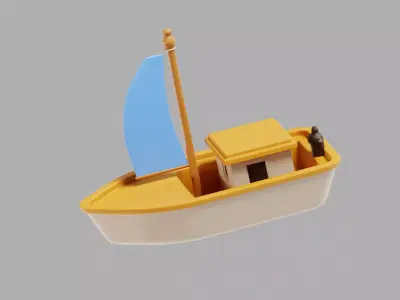 Yacht Cartoon Low-poly 3D model