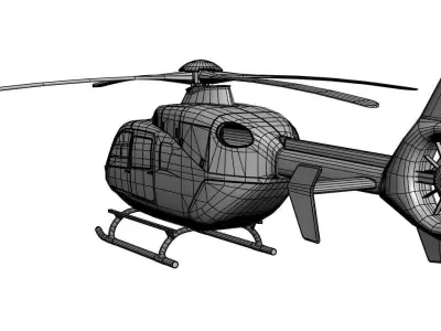 Small yellow helicopter 3D model
