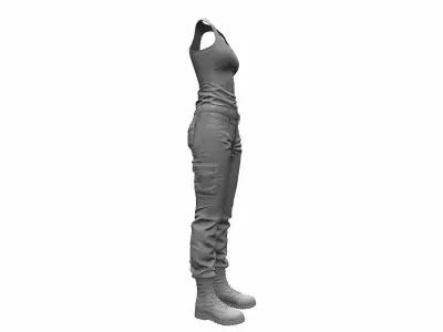 Womens Tactical Cargo pants and Tops - High Poly 3D model
