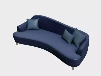 Modern Asymmetrical Curved Velvet Sofa Furniture for Daylight 14 Free 3D model