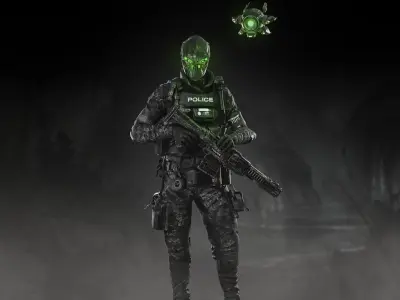 Sci Fi Police Soldier Low-poly 3D model