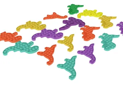 Dinosaur Pop It Fidget Toys Set 3D model