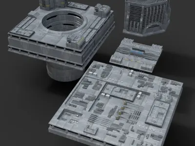 Sci-Fi CityBlocks Free low-poly 3D model
