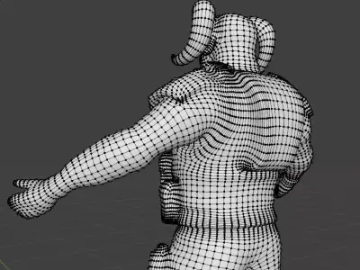 Sci-Fi Ram Horned Armored Alien Character Low-poly 3D model
