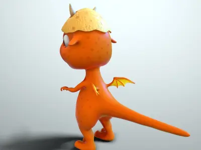 Cartoon baby dragon Low-poly 3D model