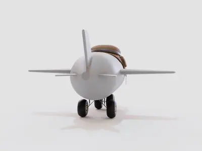 Toon airplane  with eyes Low-poly 3D model