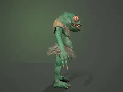 Gecko warrior  Low-poly 3D model