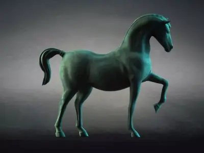 Carving Horse And Marble Stone Horse 3D model