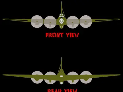 B 17 Flying Fortress 2D Cutout Low-poly 3D model