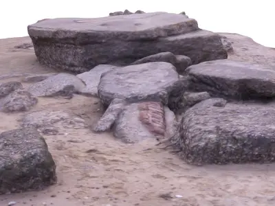 WW2 Destroyed Gun Casemate - Low and High Poly Versions Low-poly 3D model