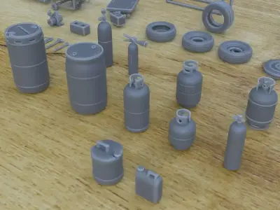 INDOOR MECHANIC ASSETS 1-35 SUPPORTED STL 3D print model