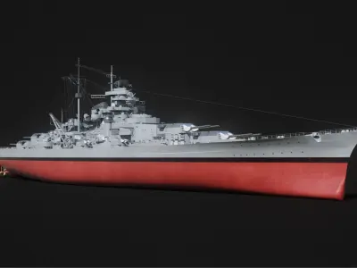 Bismarck - WW2 German Battleship Low-poly 3D model