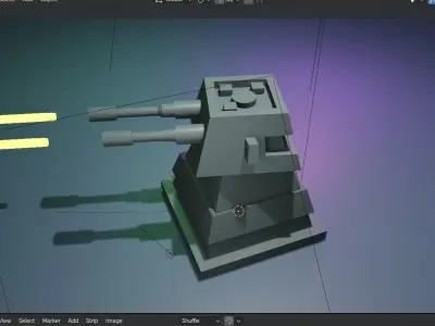 3D gun model 3d Turret animation Free low-poly 3D model