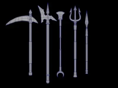 5 Pole-arm Package Low-poly 3D model