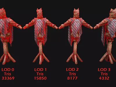 Medieval Wooden Military Prison Dummy Training Camp Environment Low-poly 3D model