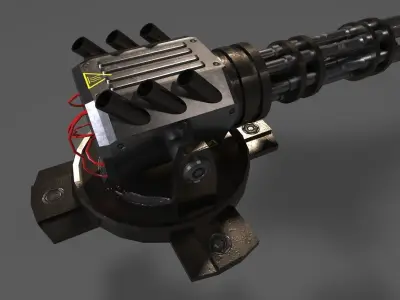 Gatling Gun - Spaceship Gun Textured Low-poly 3D model