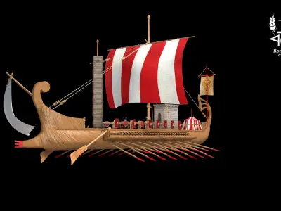 Roman island Bireme war 3D model